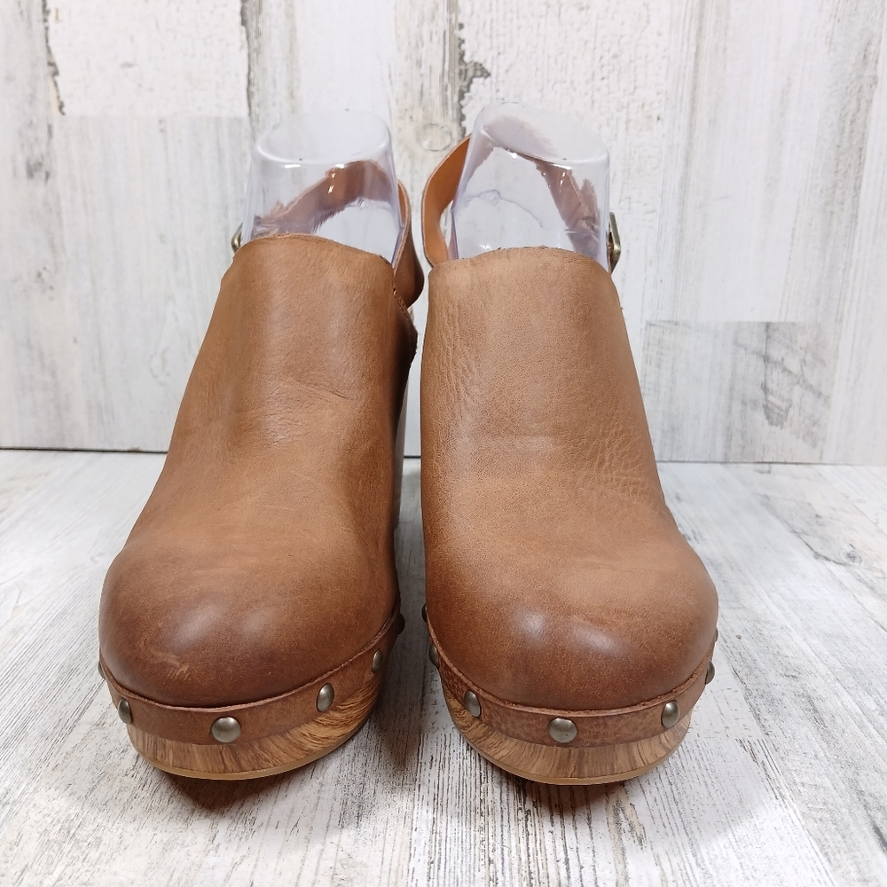 New Kork Ease Darby Brown Leather Studded Slingback Block Heel Clogs #1357 - Picture 4 of 10